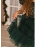 Emerald Sequin Tulle Chic Flower Girl Dress